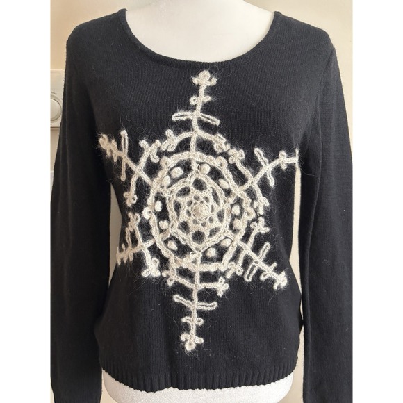 Vintage Michael Simon Sweater Womens‎ Small Holiday Snowflake Ski Wool Angora - Picture 2 of 6